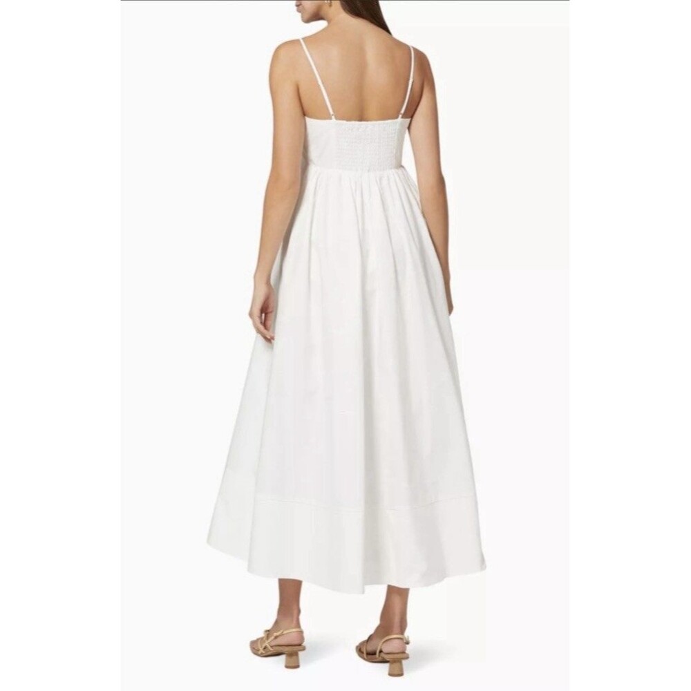 Alemais Selene White Organic Cotton Midi Dress Size 6 - Picture 3 of 12